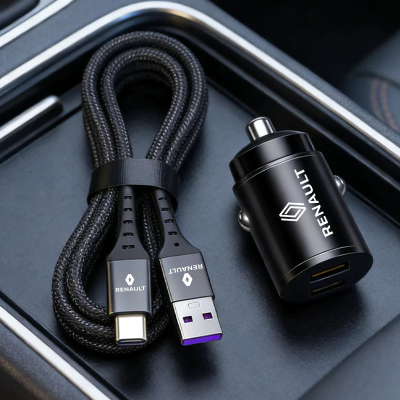 USB Car Charger with Data Cable | 3-in-1 Fast Charging Kit for Renault Models