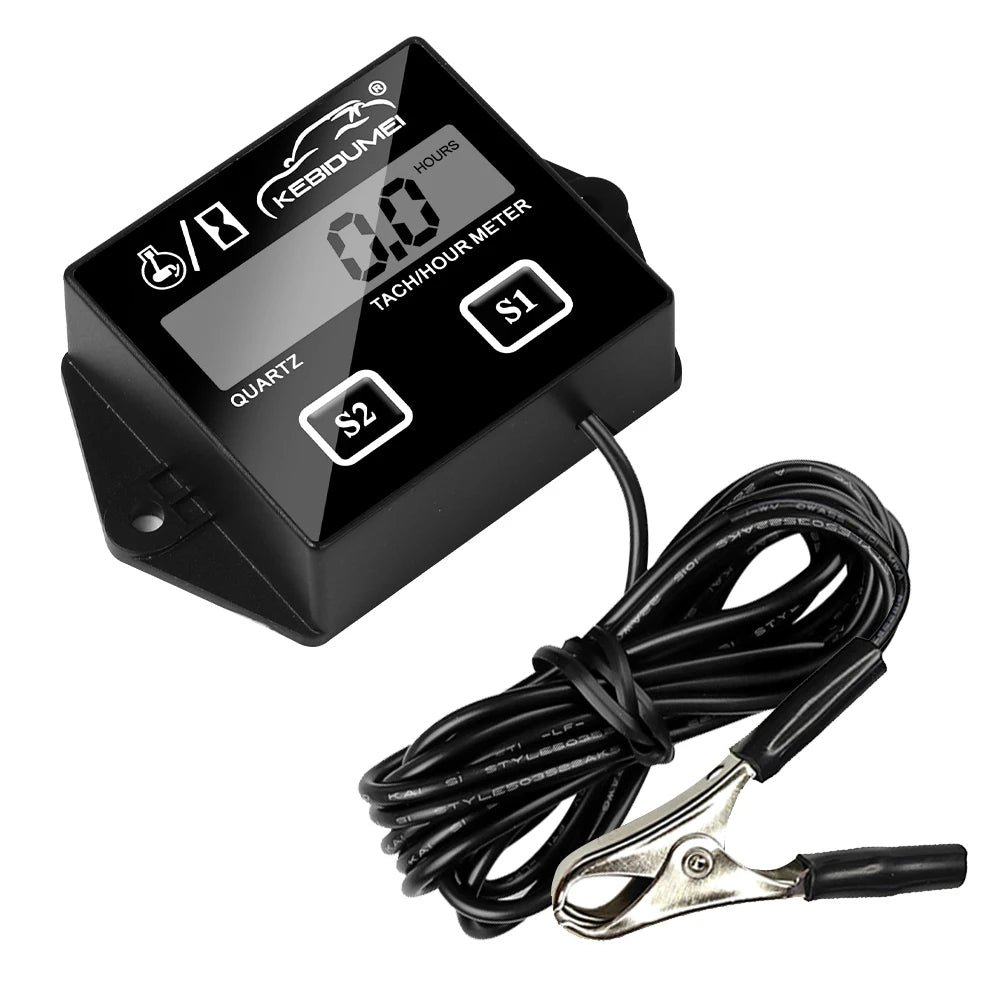 Digital Engine Tach Hour Meter Tachometer Gauge Inductive Display | For Motorcycle Marine Car Boat