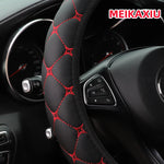 1 PU leather embroidered car steering wheel cover without inner ring fits 15 "automot alternate view