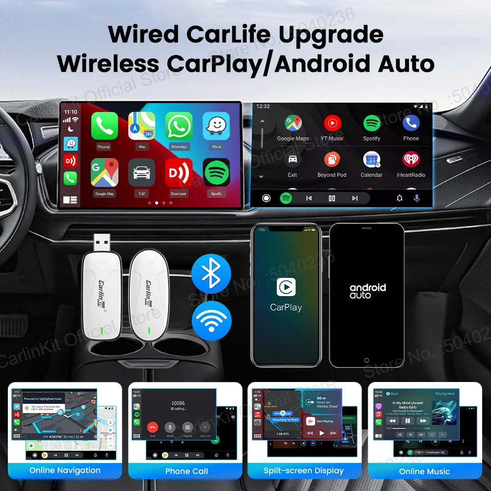 CarlinKit X1CA Baidu Carlife Wired to Wireless CarPlay Android Auto Adapter 2in1 Stre alternate view
