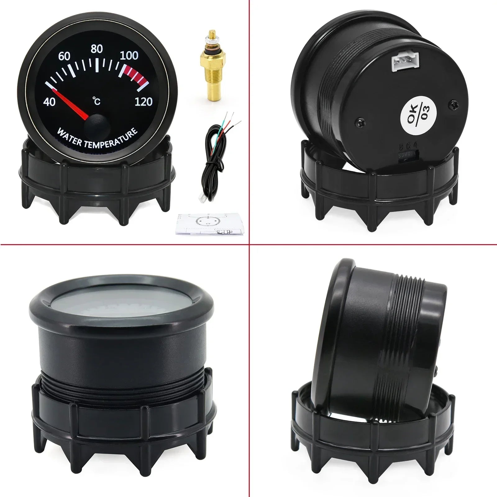 52MM Water Temp Oil Temp With Sensor Voltmeter Oil Pressure Gauge Vacuum Boost BAR Air Fuel Ratio EGT Car Gauge For 12V Car