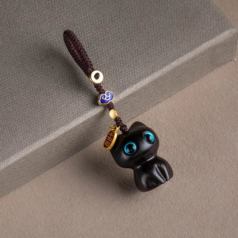 Cat Car Keychain, Cute Phone Chain Pendant, Black/Purple detail view