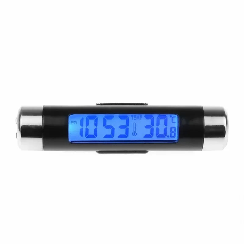 2 in 1 Car Digital LCD Temperature Thermometer Clock Calendar Automotive Blue Backlig alternate view