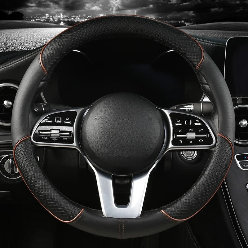 All Seasons Leather Diamond Steering Wheel Cover Universal Fit for 14 .5-15 Inch Dura alternate view