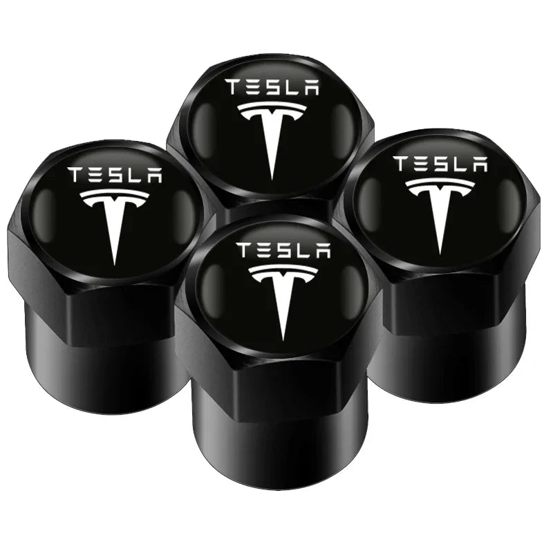 4Pcs Alloy Tesla Valve Caps | Dust Cover for Model 3 Y S X Cybertruck Roadster detail view