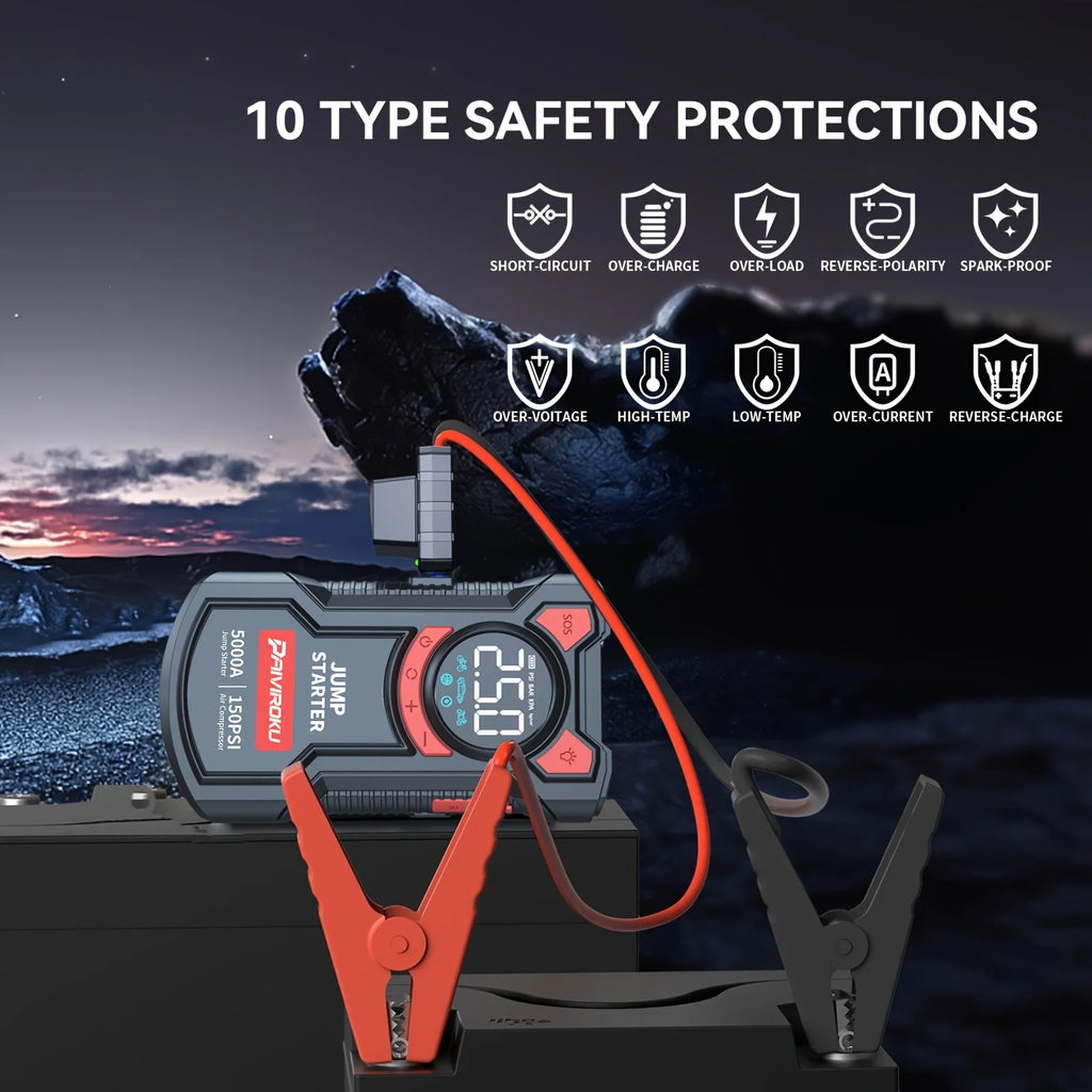 5 In 1 Jump Starter With Air Compressor | 5000A Peak 150 PSI Portable Jump Box alternate view