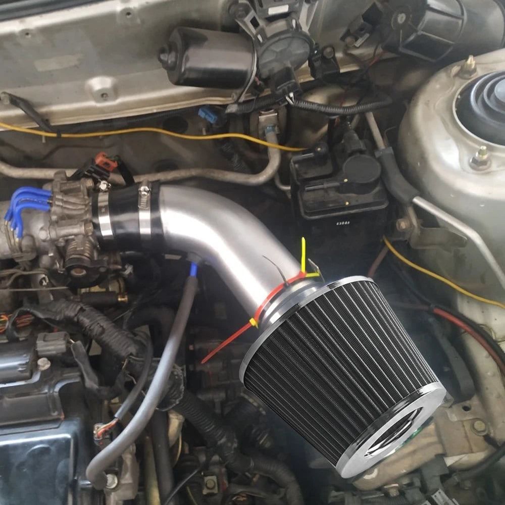 76MM 3 Inch High Flow Cold Air Intake Filter | Universal Induction Kit for Vehicles close-up view