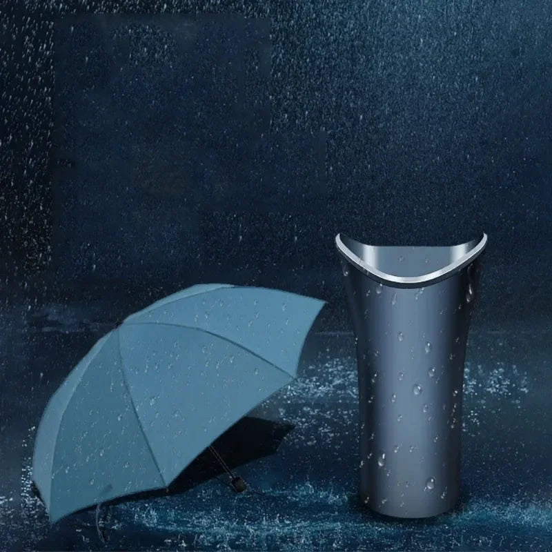 Black Plastic Car Umbrella Storage Bucket with Hook detail view