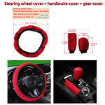 3 Car Massage Mesh Cloth Steering Wheel Cover Handbrake & Handle Cover Set Breathab additional angle