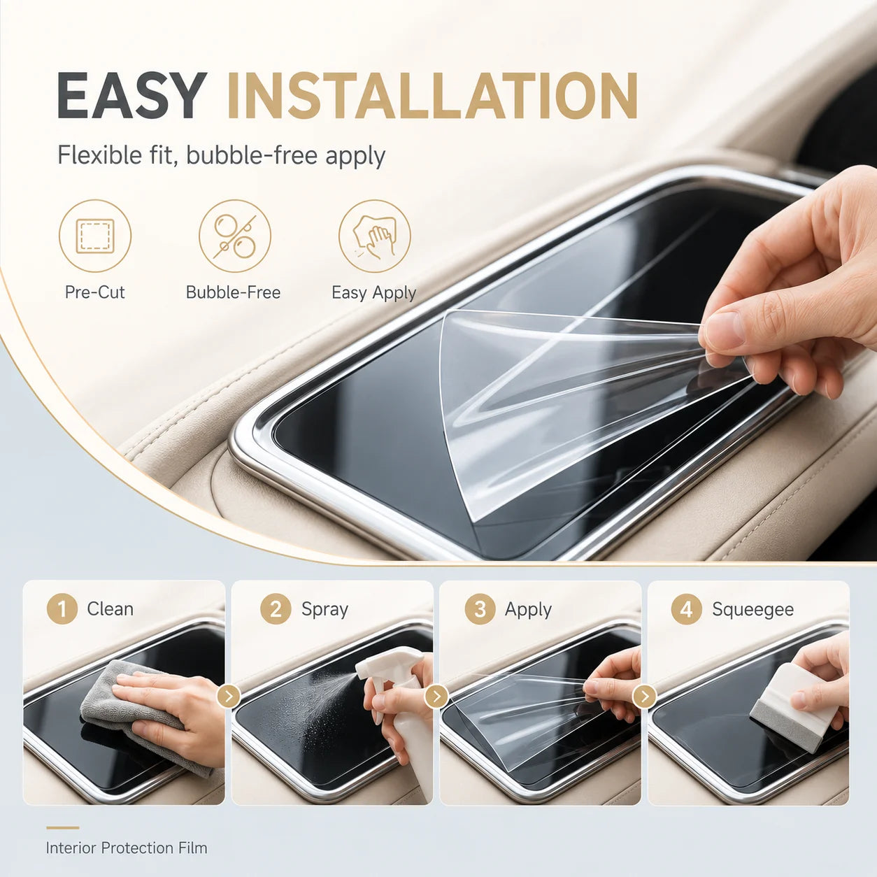 BenTeng XiaoMa Interior Protection Film | TPU LCD Screen & Trim Guard close-up view