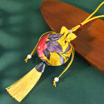 Chinese Style Embroidery Drawstring Pouch Empty Bag close-up view