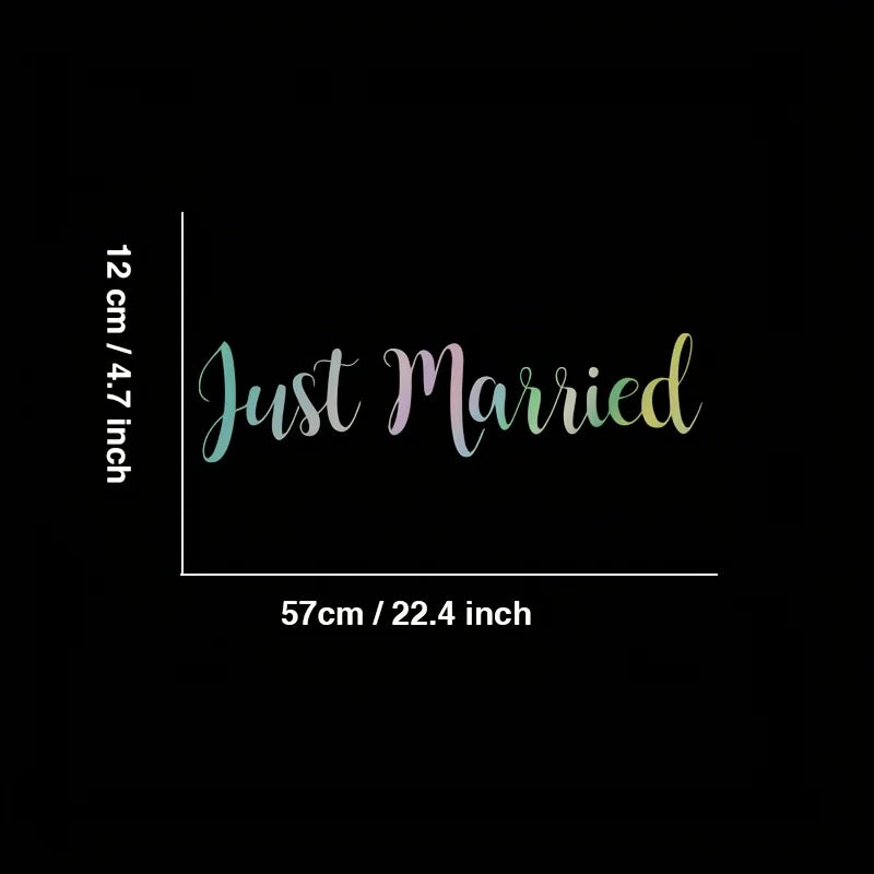 1 Set FunFrenzy Just Married Vinyl Decal Sticker - Matte Finish, Easy to Apply & Re additional angle