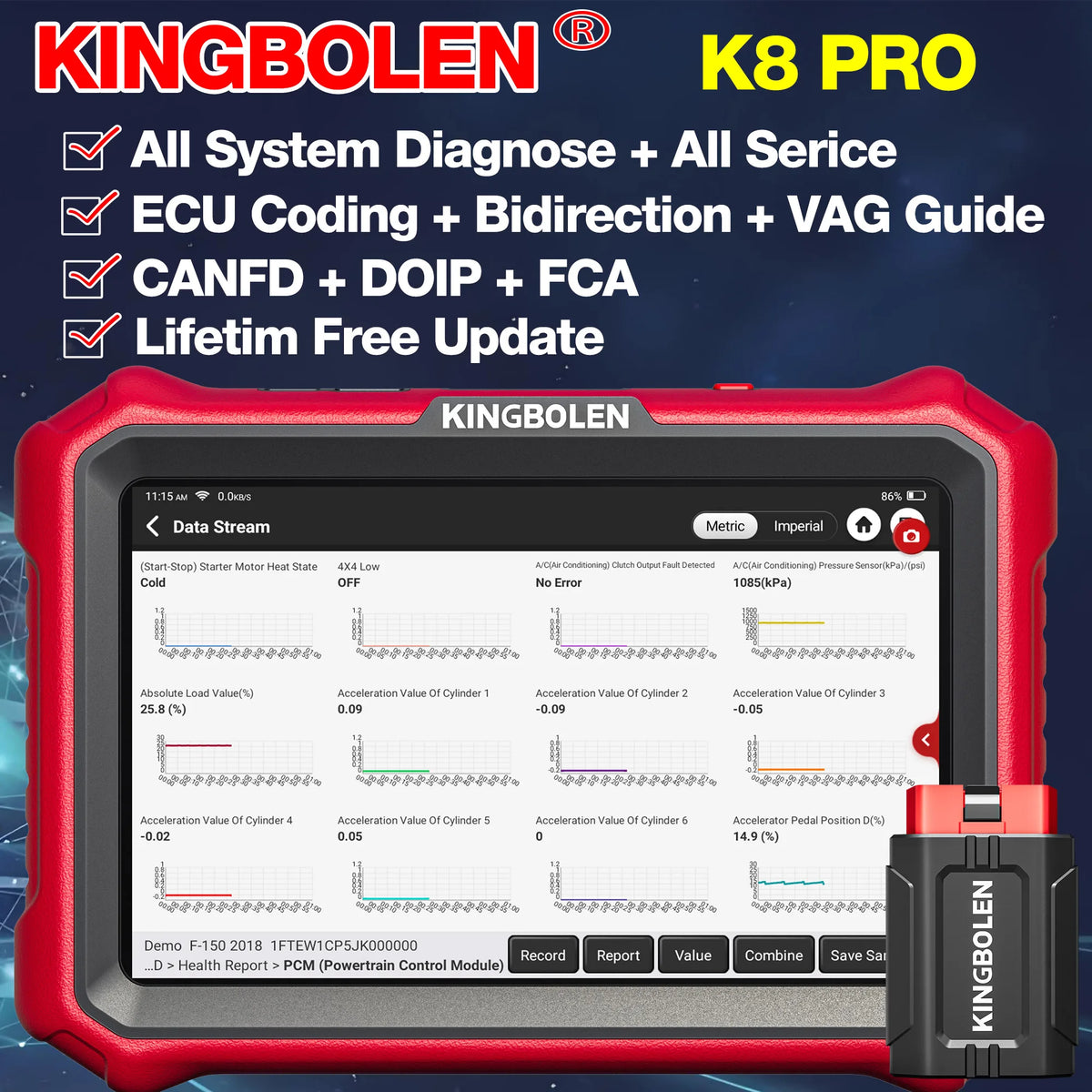 KINGBOLEN K8 PRO K8 ELITE Lifetime Free Update Car Diagnostic Tools Online ECU Coding Bidirectionnal All Service OBD2 Scanner