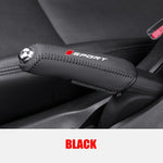 Car Artificial Leather Handbrake Cover Protective Sleeve Hand Brake Protection Car Int close-up view