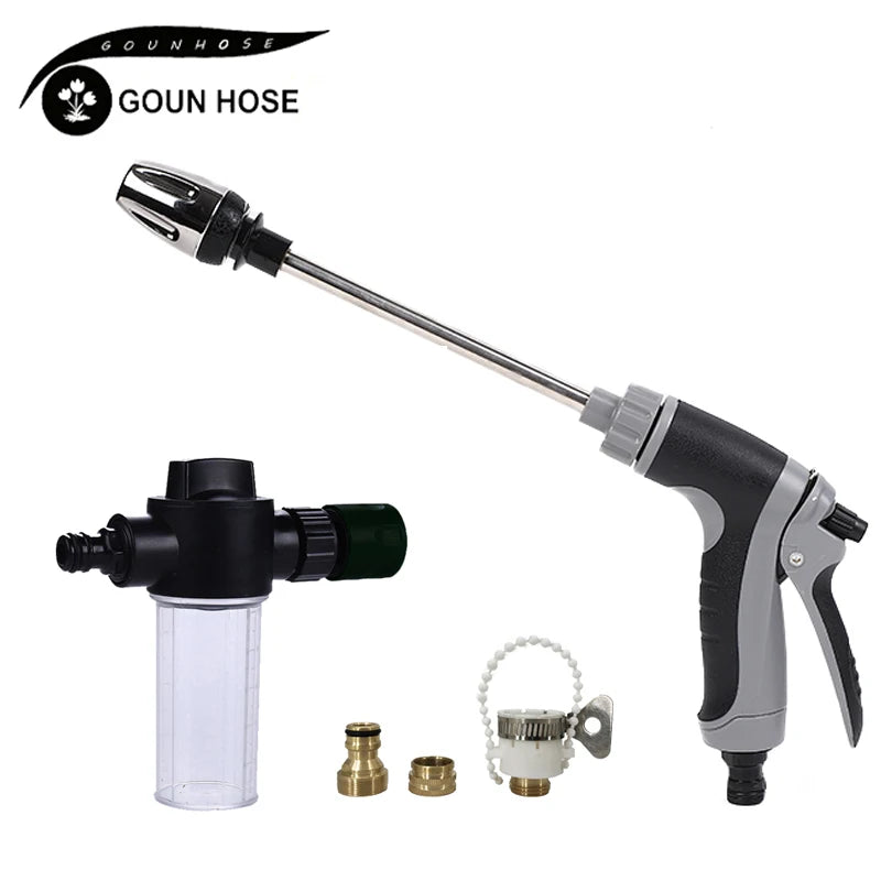High-Pressure Car Wash Water Gun | Alloy Long Pole with Rubber Handle for Household Use