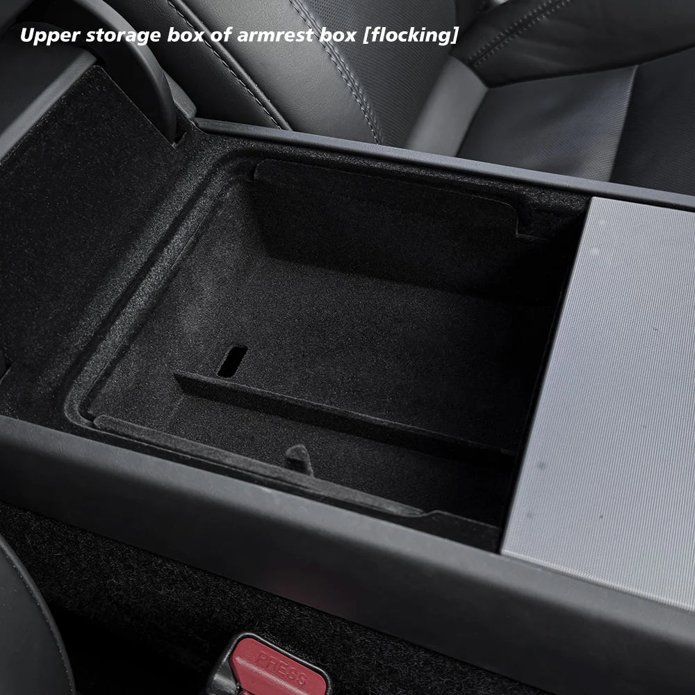 For Tesla New Model Y Juniper 2025 Launch Console & Armrest Upper and Lower Flocking Storage Box Watercup Holder Camera Cover