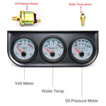52MM 3 In 1 Oil Pressure Gauge, Volt Meter, and Water Temp Gauge Kit | Triple Meter for detail view