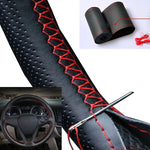 Car Steering Wheel Cover Needles And Braid Thread Artificial Leather Car Covers Suite 3 Color DIY Te