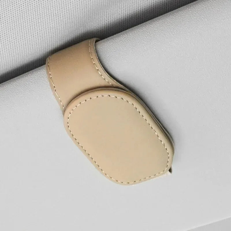 Universal Car Auto Sun Visor Eyeglass Hanger Clip Leather Glasses Holder Magnetic Mult close-up view