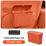 Multifunctional Hanging Car Trash Can with Lid Storage Bin close-up view
