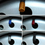 DSYCAR 4Pcs Silver Aluminum Knurling Tire Valve Stem Caps | US Schrader Compatible lifestyle view