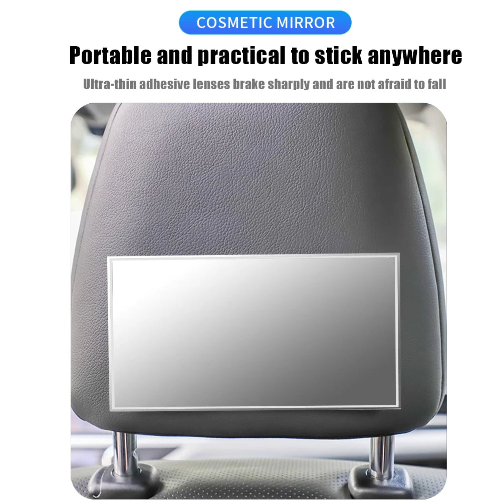 Car Sun Visor Makeup Mirror Stainless Steel Auto Rearview Mirror Self-adhesive Vanity Mirror Car Interior Cosmetic Mirror