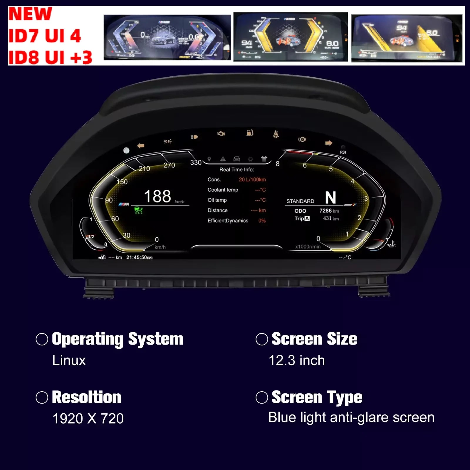 12.3 Inch LCD Digital Instrument Cluster Dashboard | For BMW 3 Series F30 F31 GT F3 additional angle