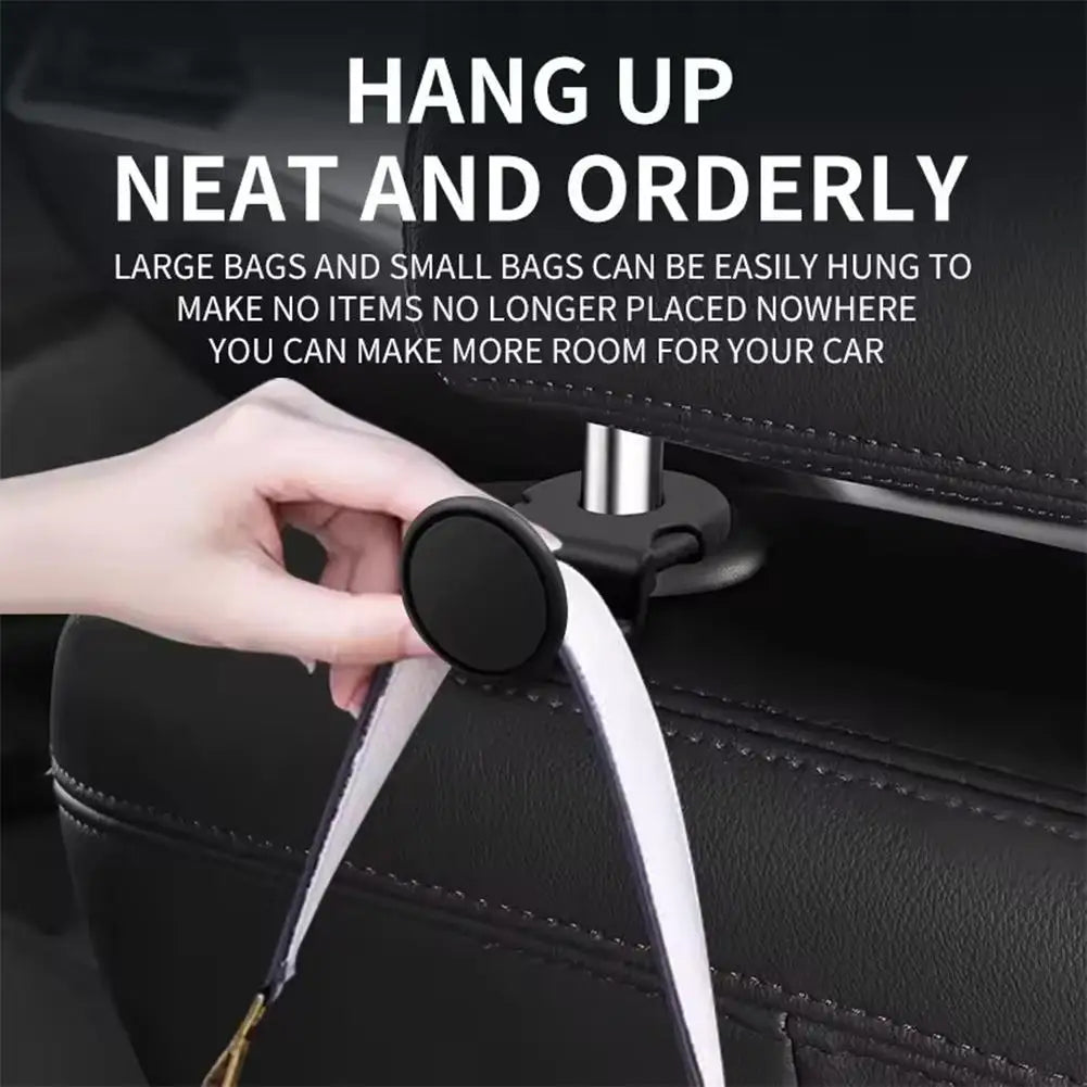 No Scratch Car Headrest Hooks, Heavy Duty Back Seat Hanger for Food Bag Purse, Invisib close-up view
