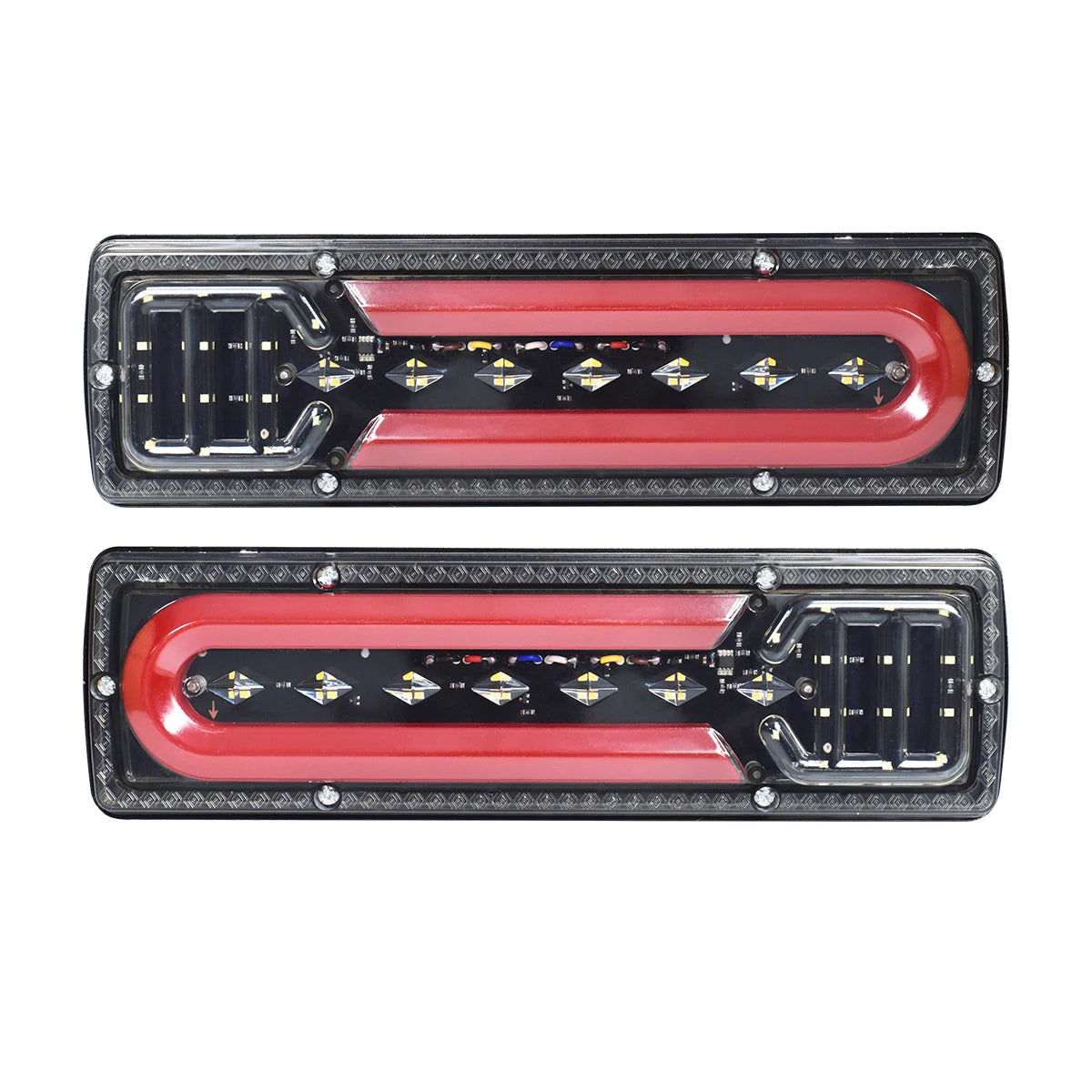 2 Pcs LED Tail Lights with Turn Signals Brake Lights and Reverse Lights | Universal Fit for Trucks B