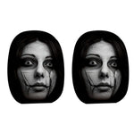 2/4PCS Creepy Face Car Headrest Covers Universal Dark Mystery Portrait Print Elastic Headrest Covers Halloween Style Car Gadgets