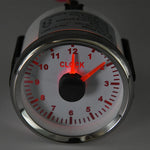 0-12 Hours 52mm Hour Meter Gauge with Red Backlight | 9-32V Clock for Car Boat RV close-up view