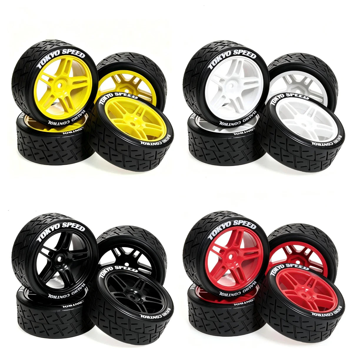 1/10 RC Touring Car Tires With Wheels 12mm Hex For Tamiya TT01 TT02 additional angle