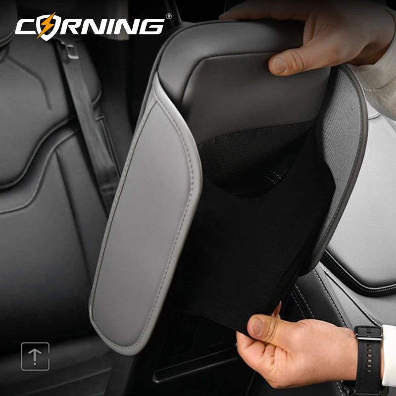Universal Car Armrest Pad - PU Leather Memory Sponge Armrest Cushion Vehicle Center Console Cover Protector With Side Pocket