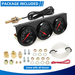 3 in 1 Car Meter Kit 52mm Voltmeter Water Temp Oil Press Black Chrome Bezel Triple additional angle