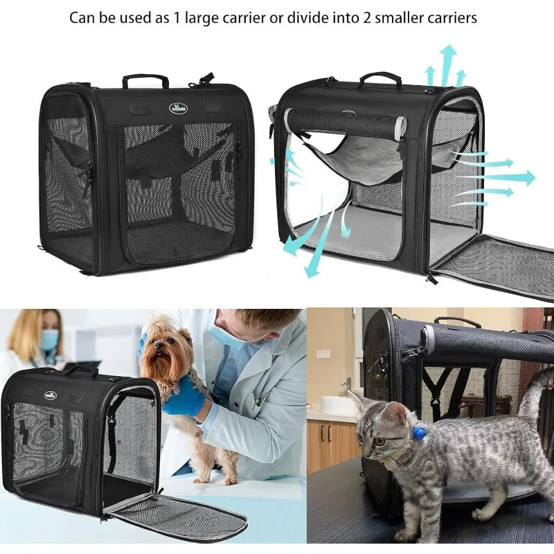 Wakytu Two-in-One Foldable Cat and Dog Carrier | Double Pet Transportation Bag lifestyle view