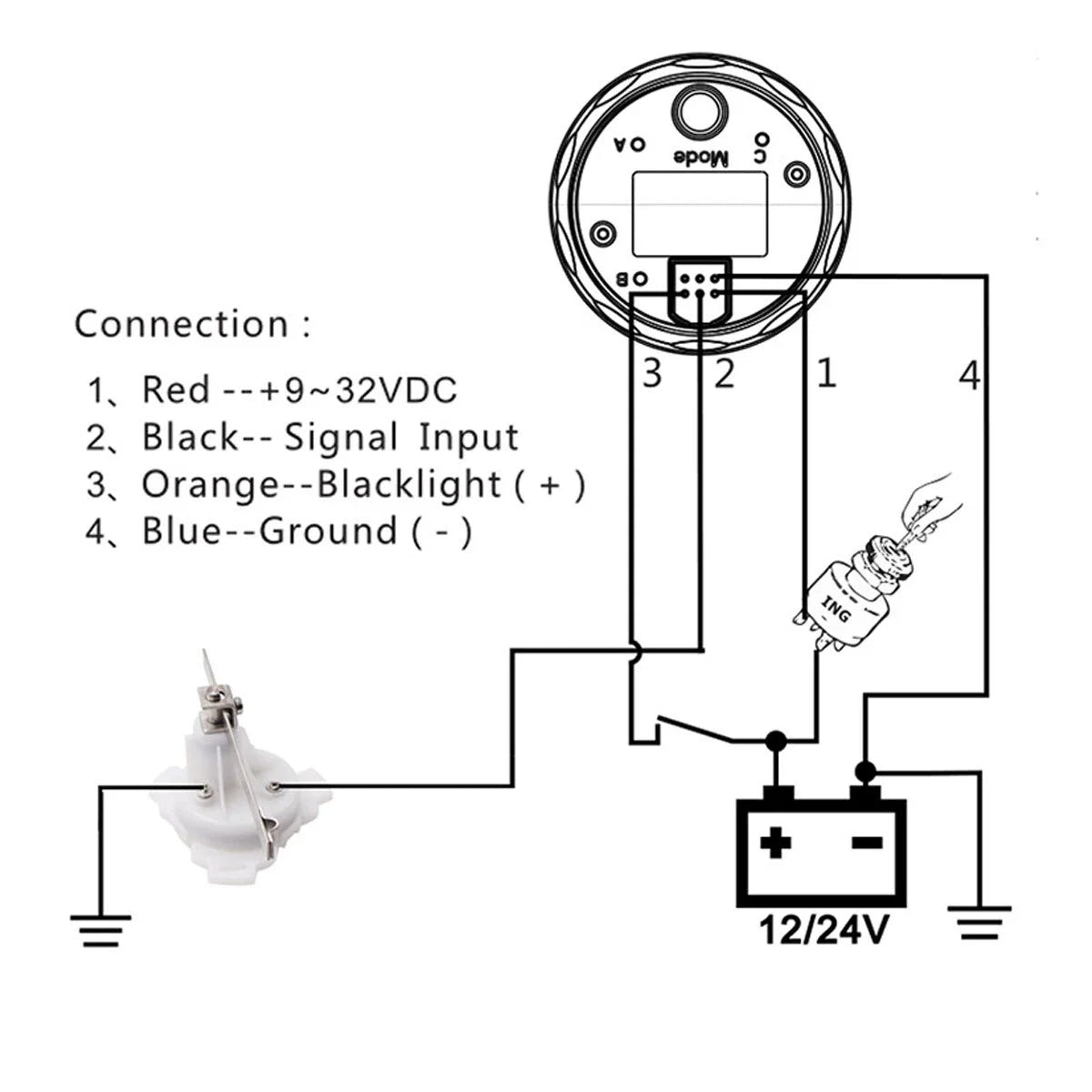 52MM Rudder Position Indicator with Sensor | Waterproof Rudder Angle Display 0-190 additional angle