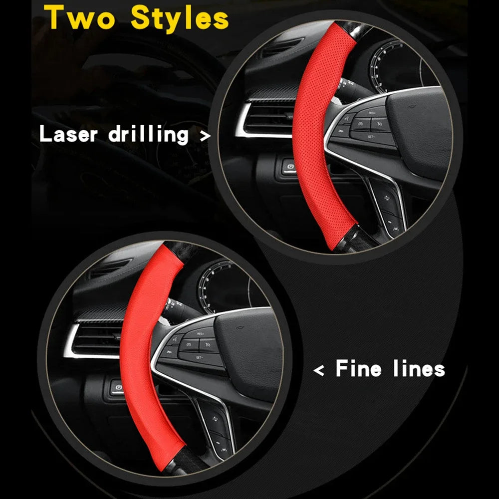 38mm Steering Wheel Cover Carbon Fiber Leather Non Slip Grip Universal Fit for Most C lifestyle view