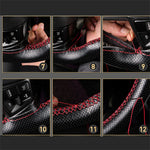 Leather Steering Wheel Cover 38 CM DIY Universal Car Braid additional angle