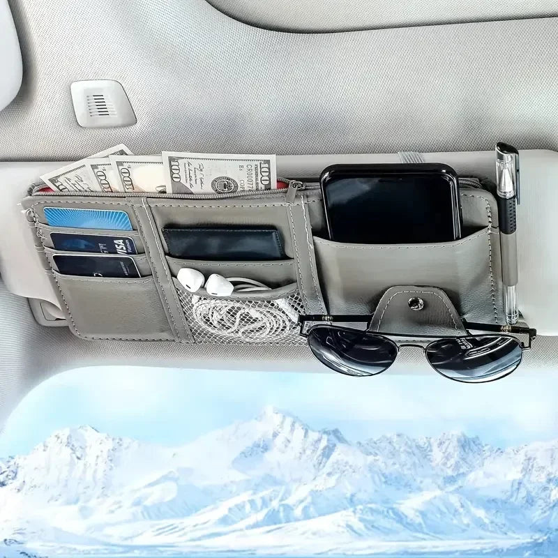 Car Sun Visor Card Holder Storage Box Sunglasses Clip