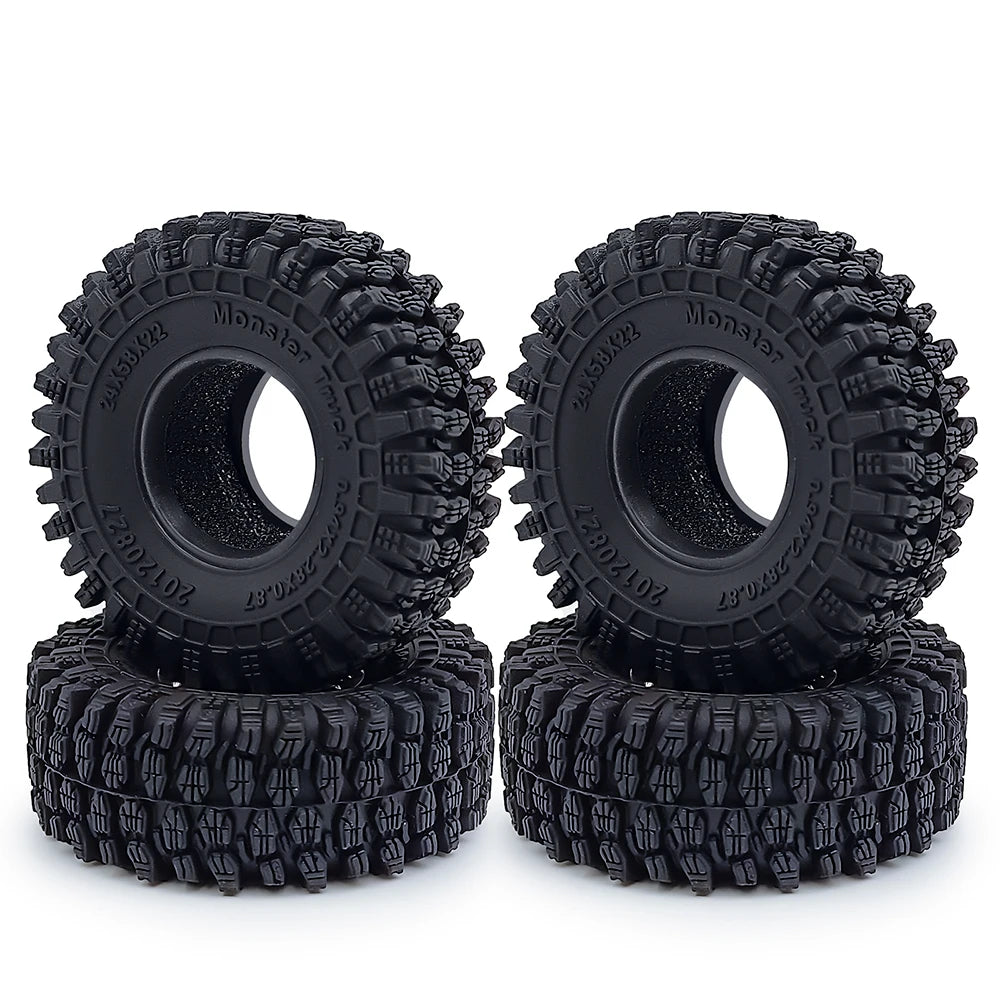 Mud Terrain Rubber Tyres 4PCS 1.0 Inch for 1/18 1/24 Axial SCX24 TRX4M Crawler alternate view