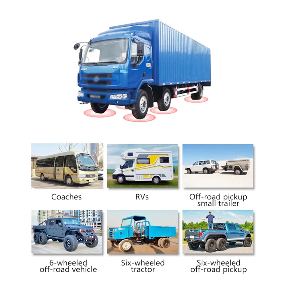 6 Wheel Tire Pressure Monitoring System | Solar TPMS with USB Charging and Temperat additional angle