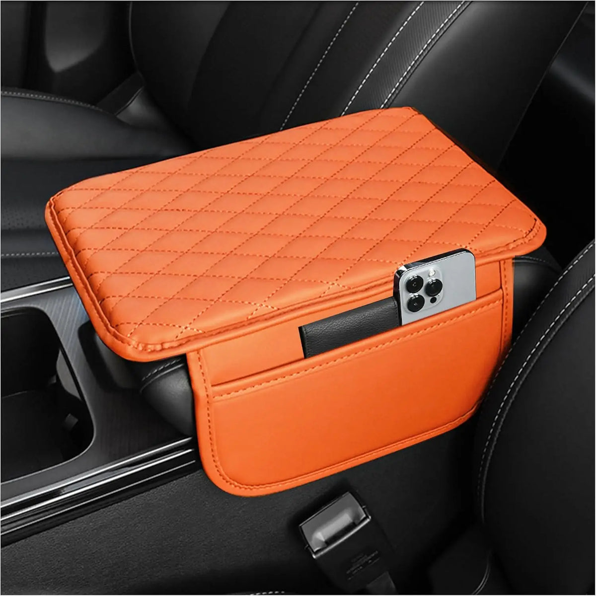 Upgraded Microfiber Leather Car Center Console Armrest Cover Cushion | with 2 Storage Bags | Universal for Most Cars