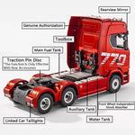 1/18 RC Truck 1501 770S Alloy Tractor 2.4G Remote Control Engineering Trailer detail view