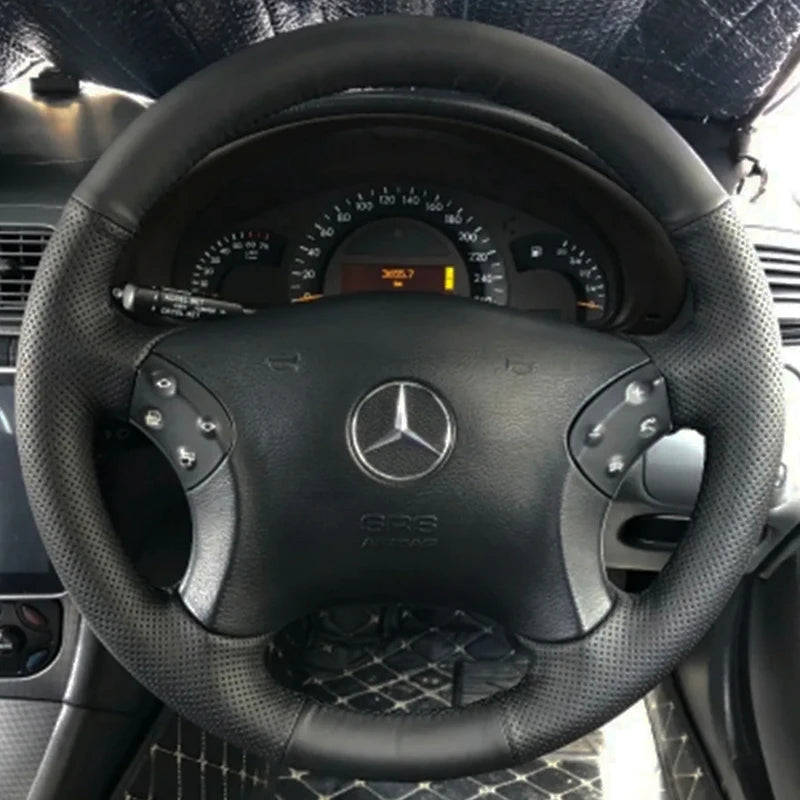 Customize Microfiber Leather DIY Car Steering Wheel Cover For Mercedes Benz W203 C-Cl alternate view