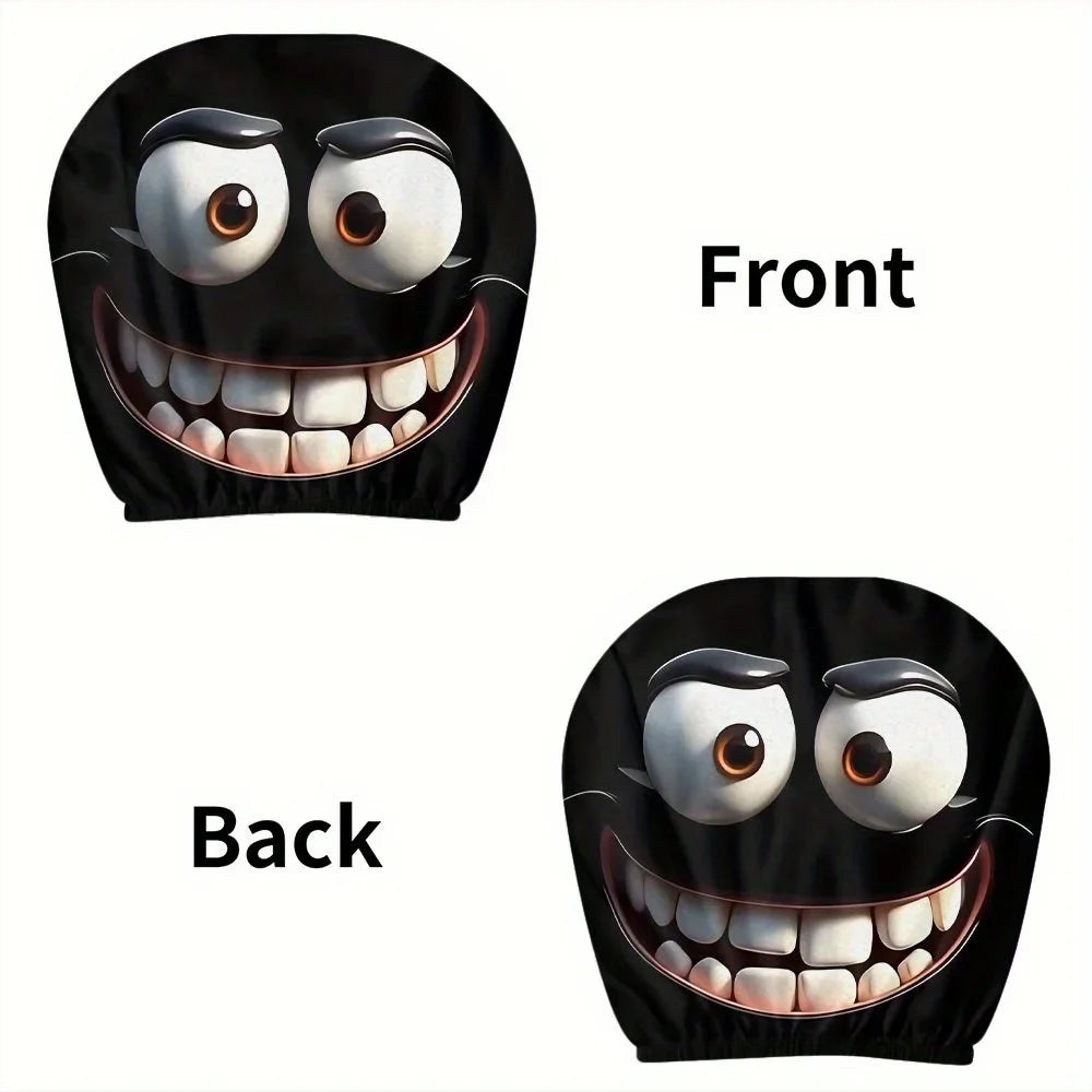 2pcs Smiley Face Printed Car Pillowcase Soft Comfortable Decorative Cushion Cover Aut lifestyle view