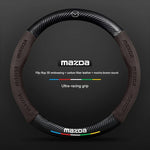 Carbon Fiber Suede Car Steering Wheel Cover | Compatible with Mazda 3 5 6 CX5 CX8 MX5 alternate view