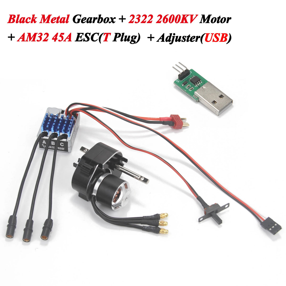 Full Metal Gearbox 2322 2600KV Brushless Motor AM32 45A ESC Adjuster 21g Servo for 1/12 RC Car Crawler MN82 MN78 MN168 MN99 MN98