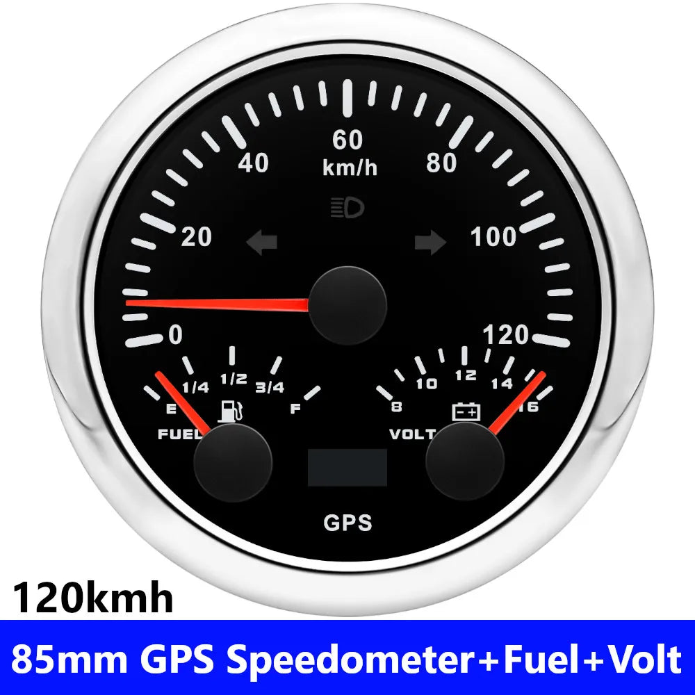 85mm 3 in 1 GPS Speedometer, Fuel Level Gauge, and Voltmeter | 12V/24V for Car, Marin alternate view