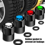 Red Skull Valve Stem Caps | 4-Pack Aluminum Alloy Tire Valve Covers for Cars, Trucks, Mo detail view