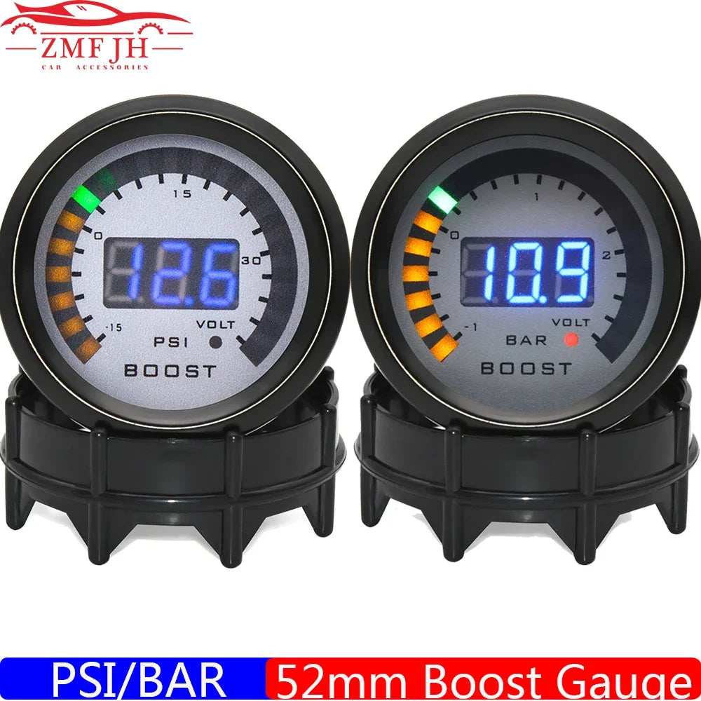 52mm Turbo Boost Gauge | Universal Car Turbo Meter with Sensor for Gasoline 12V